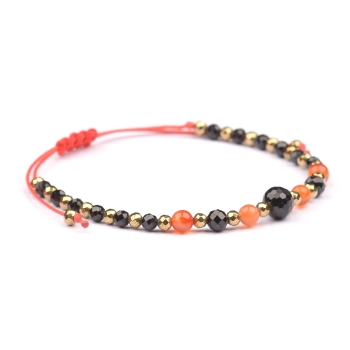 Bransoletka celebrytka czarny TURMALIN KARNEOL HEMATYT ochrona i miłość